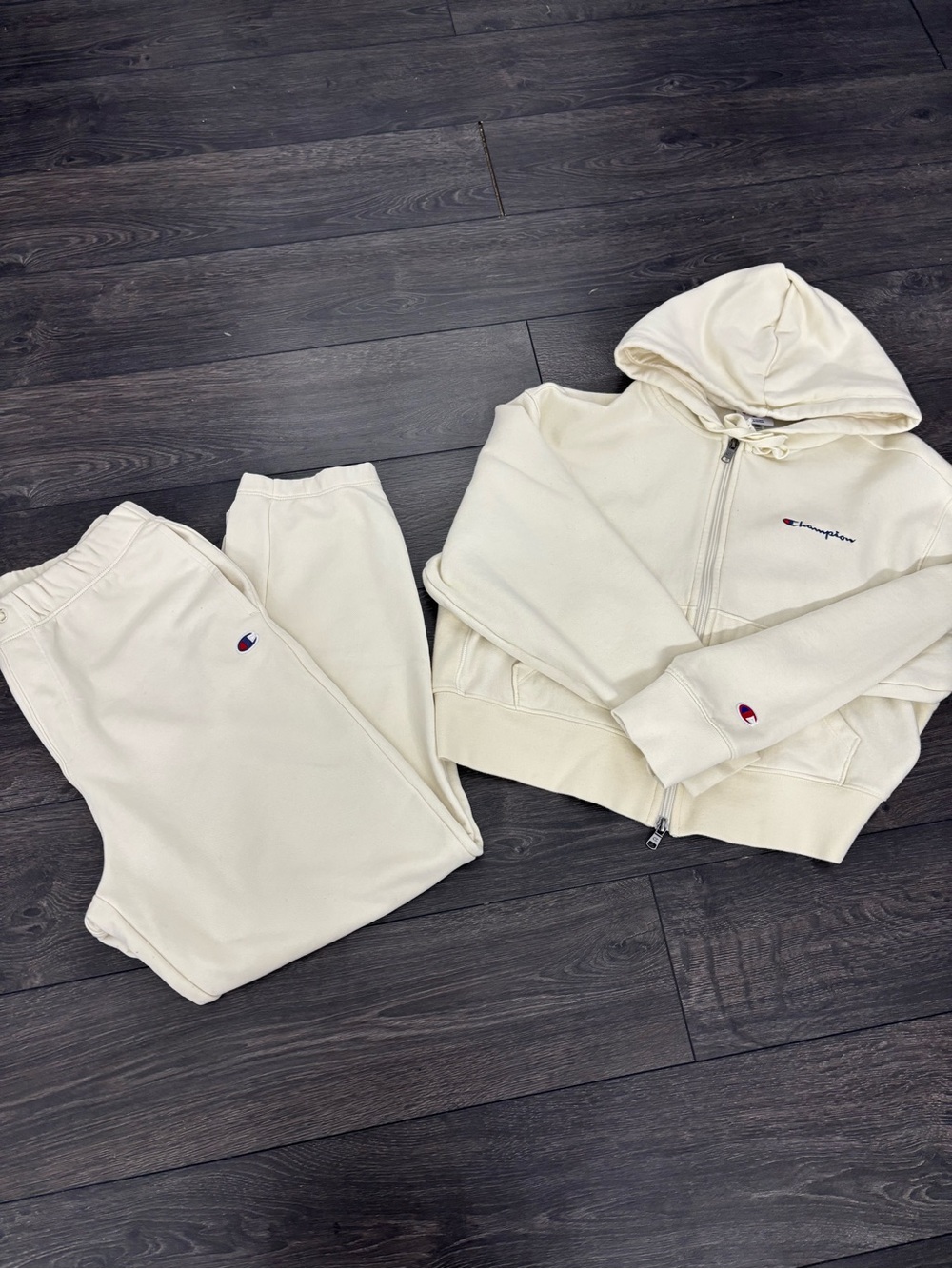 Champion Cream Zip Hoodie & Joggers Set - Women